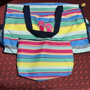 31 Large Beach Bag/Tote with Mini Pouch (Patio Pop Design)